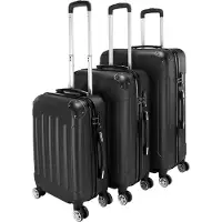 Alightup Hartschalenkoffer Reisekoffer-Set Koffer-Set Trolley-Set 3 Stk. ABS,Schwarz