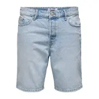 Only & Sons Shorts "ONSEDGE LB 2041 AZG DNM SHORTS", Herren, Gr. XL, N-Gr, blau (light blau denim), Web, Obermaterial: 100% Baumwolle, unifarben, straight fit knielang, Hosen Shorts