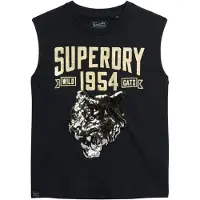 Superdry für Damen. W6011899A Enges T-shirt schwarz (S), Lässig, Baumwolle, Ärmellos / Hosenträger
