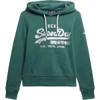 Superdry für Damen. W2012569A Kapuzensweatshirt Metallic Grün (L), Lässig, Baumwolle