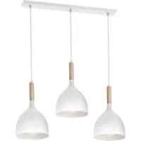 Luminex Hängeleuchte Noak, weiß/holz natur, 3-flammig lang