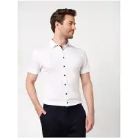 Desoto Kurzarmhemd "Casual Kent 1/2", Herren, Gr. XL, N-Gr, weiß (weiß solid), Jersey, Obermaterial: 100% Baumwolle, slim fit normal, Hemden Kurzarmhemd, Businesshemd, slim fit, Kentkragen