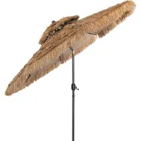 Costway Sonnenschirm Hawaii, Terrassenschirm mit Doppeldach, Stroh Strandschirm Marktschirm neigbar Gartenschirm für Strand, Garten, Outdoor