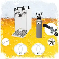 Ich-zapfe Komplett Set - Zapfanlage, Bierzapfanlage - Kontakt 40 2-leitig Trockenkühler, Durchlaufkühler 50 Liter/h, Green Line, Zapfkopf:Flach,Zapfkopf 2:5 Liter Adapter