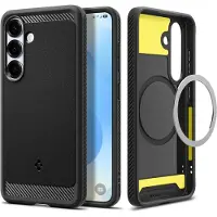 Spigen Rugged Armor MagFit Hülle für Samsung Galaxy S25, kompatibel mit MagSafe, Schwarz