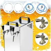 Ich-zapfe Komplett Set Zapfanlage Kontakt 40/K Bierzapfanlage 2-leitig Trockenkühlgerät aus Edelstahl, 50 Liter/h, mit Membranpumpe, Green Line, Zapfkopf:Köpi,Zapfkopf 2:Flach