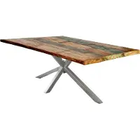 SIT Möbel Esstisch aus Altholz in bunt, Gestell in antiksilber | B 160 x T 85 x H 76 cm | 15360-40 | Serie TABLES & CO