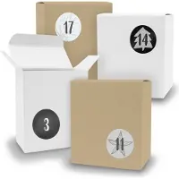 Itenga Adventskalender zum Füllen 24x Quader gemischt WEISS BRAUN + Sticker V09 Z18