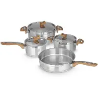 Serenk Definition Topfset mit passenden Deckeln, Kochtopfset aus Edelstahl, Geschirrset 7-teilig, alle Herdarten auch Induktion, Türkiye Made
