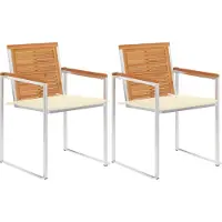 Syfax Gartenstühle mit Kissen 2 Stk. Massivholz Akazie und Stahl