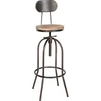 CLP Barhocker Pino I Höhenverstellbarer Barstuhl mit Holzsitz und Rückenlehne I Thekenhocker höhenverstellbar und drehbar, Farbe: bronze