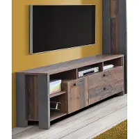 Forte Clif TV-Unterschrank mit 1 Tür und 2 Schubladen, Holzwerkstoff, Old – Wood