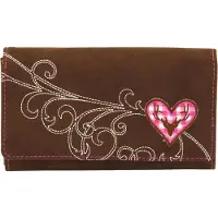 Friedrich Lederwaren Damen-Überschlagbörse Bavaria velvet braun/rosa, 13004-9