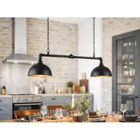 Meine Wunschleuchte LED Pendelleuchte 2-flammig Industrial Style Schwarz Gold, Rohrlampe Breite 87cm