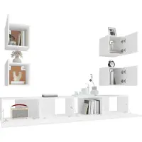 vidaXL 6-tlg. TV-Schrank-Set Weiß Holzwerkstoff