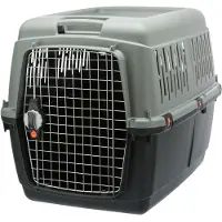 Trixie Giona, Fester Transportbox, Haustiertransportbox, Hund, 25 kg, Frontlader, Anthrazit, Grün, Grau