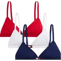 Tommy Hilfiger Triangel-BH "3 PACK TRIANGLE", Damen, Gr. XS (34), N-Gr, weiß (weiß, primary rot, preppy navy), Jersey, Obermaterial: 95% Baumwolle, 5% Elasthan, UNDERWEAR, körpernah, BHs Triangel-BH