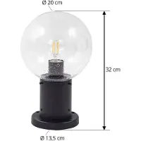 LINDBY Sockelleuchte Dangan, schwarz/klar, Höhe 32 cm, Glas