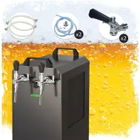 Ich-zapfe Komplett Set - Zapfanlage STREAM 80K mit Luftpumpe Bierkoffer, Bierzapfanlage, Durchlaufkühler 2-leitig Trockenkühler, Zapfkopf:Flach,Zapfkopf 2:KeyKeg