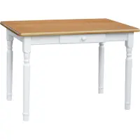 Koma Tools Weißer Tisch II mit Schublade aus massivem Kiefernholz mit Tischplatte in der Farbe Alder 110 x 80 cm