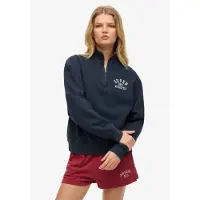 Superdry für Damen. W2012541A Athletic Essential Sweatshirt mit halbem Reißverschluss, marineblau (XL), Lässig, Baumwolle