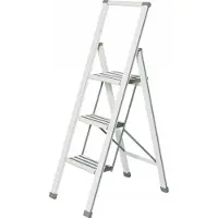 Wenko Alu Klapp Tritt Leiter faltbar robust Haushalt Stehleiter Aluminium 3stuf