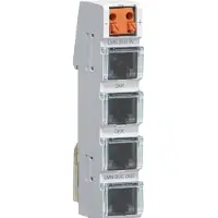Hager ZZ12LMN04A LMN-Modul mit 4x RJ12-Buchsen, aktiv für Spannungsversorgung 12V, Breite 1 PLE