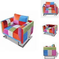 vidaXL Würfel-Sessel mit verchromten Füßen Patchwork-Design Stoff - Sessel