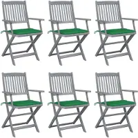 Syfax Klappbare Gartenstühle 6 Stk. mit Sitzkissen Massivholz Akazie