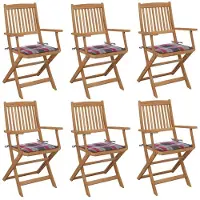 Syfax Klappbare Gartenstühle 6 Stk. mit Kissen Massivholz Akazie