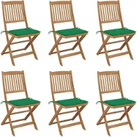 Syfax Klappbare Gartenstühle 6 Stk. mit Kissen Massivholz Akazie