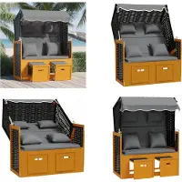vidaXL Strandkorb mit Kissen Poly Rattan Massivholz Schwarz Anthrazit - Strandkorb - Strandkörbe - Sonnenliege - Strandliege