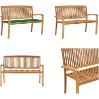 vidaXL Stapelbare Gartenbank mit Auflage 128,5 cm Massivholz Teak - Bank - Bänke - Gartenbank - Gartenbänke
