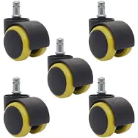 Mendler 5er-Set Hartbodenrollen HWC-H86, Bürostuhl-Rollen Stuhlrollen, 150kg belastbar Ø 11mm gelb