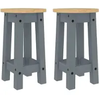 Syfax Barhocker 2 Stk. Grau Massivholz Kiefer