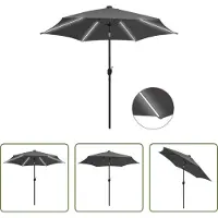 The Living Store Sonnenschirm mit LED-Leuchten & Aluminium-Mast 300 cm Anthrazit