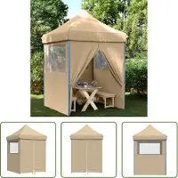 The Living Store Partyzelt Faltbar Pop-Up mit 4 Seitenteilen Beige