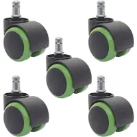 Mendler 5er-Set Hartbodenrollen HWC-H86, Bürostuhl-Rollen Stuhlrollen, 150kg belastbar Ø 11mm grün