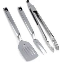 B2X Perfektes Grillwerkzeug: 3-teiliges Edelstahl-Set mit Griffen