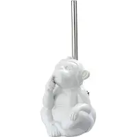 Wenko WC-Garnitur "Monkey", weiß, B:14cm H:20cm L:14,5cm, Keramik, Reinigungsbürsten, WC-Garnitur, Keramik