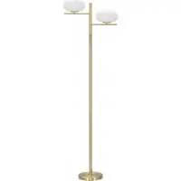 Mauro Ferretti Goldfarbene Stehlampe aus Metall mit 2 weißen ovalen Glaselementen, 51 x 24 x 180 cm