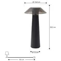 LINDBY LED-Akku-Außentischleuchte Gomba, schwarz, dimmbar