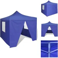 vidaXL Faltzelt mit 4 Wänden 3 x 3 m Blau - Pavillons & Partyzelte
