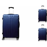 Hoffmans 3-tlg "vertical line" ABS Hartschalenkofferset Trolley Zahlenschloss Koffer 360 Grad Rollensystem Hartschale Reisekoffer mit 4 Doppelräder Midblau