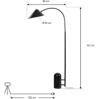 LUCANDE Stehleuchte Alviero, 157 cm, schwarz, Metall, Marmor