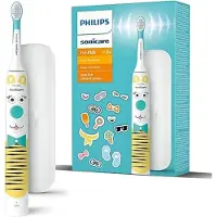 Philips For Kids Design a Pet Edition HX3603/01 Elektrische Zahnbürste, Kind, Schallzahnbürste, Tägliche Pflege, Blau, Weiß, 2 min, 4 x 30 sec, Ergonomisch