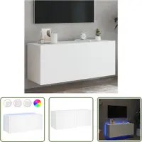 The Living Store TV-Wandschrank mit LED-Leuchten Weiß 100x35x41 cm