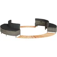 vidaXL Whirlpool-Umrandung Grau Poly Rattan und Massivholz Akazie