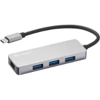 Sandberg 336-32, USB 3.2 Gen 1 (3.1 Gen 1) Type-C, USB 2.0, USB 3.2 Gen 1 (3.1 Gen 1) Type-A, 5000 Mbit/s, Grau, Aluminium, USB