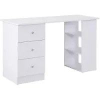 HOMCOM Multimedia-Computertisch mit viel Stauraum, 3 Schubladen, 2 Ablagen, 120 x 49 x 72 cm (L x B x H), Weiß